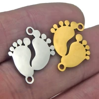 5pcslot charm pendants cute lovely baby feet goldsteel diy metal bracelet necklace charm for jewelry making diy handmade craft