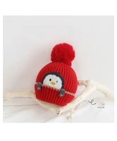 wool childrens hoods for men and women baby hair balls cartoon little penguin knit winter winter warm hats hot new2021