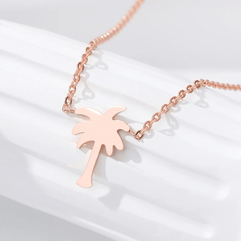 Тропические кокосовые Кулоны ожерелье из нержавеющей стали золотые цепочки