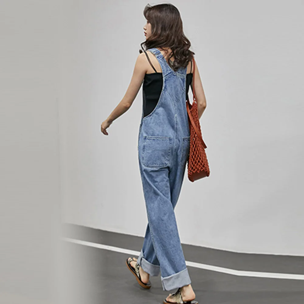 Женские широкие брюки, прямые свободные широкие джинсовые комбинезоны, комбинезоны, уличная одежда, повседневные тонкие комбинезоны в япон... от AliExpress RU&CIS NEW