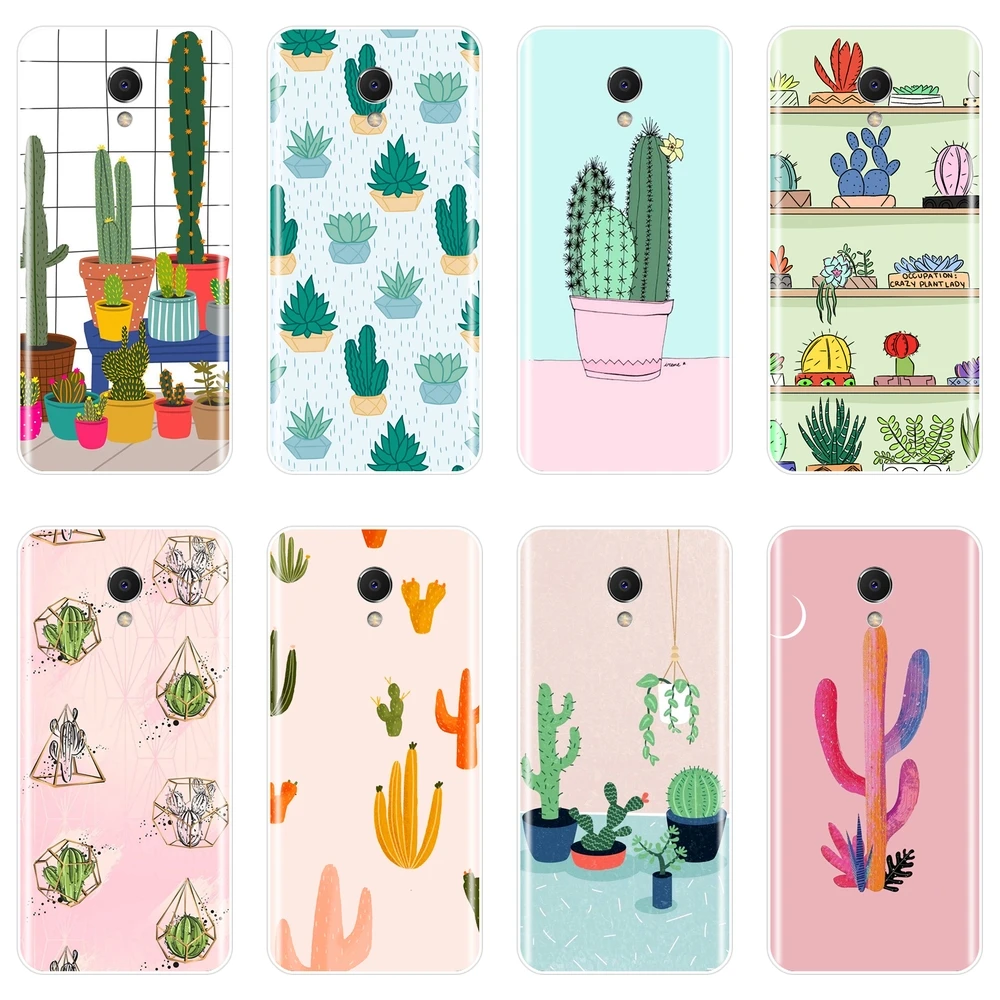 ТПУ кактус зеленые растения мягкая задняя крышка для Meizu M6 M6S M6T M5 M5C M5S M3 M3S M2 чехол