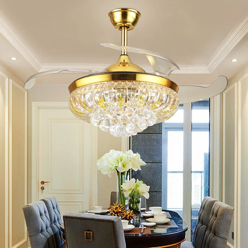 Европейский стиль Ресторан вентилятор светильник с Дистанционный пульт золотые