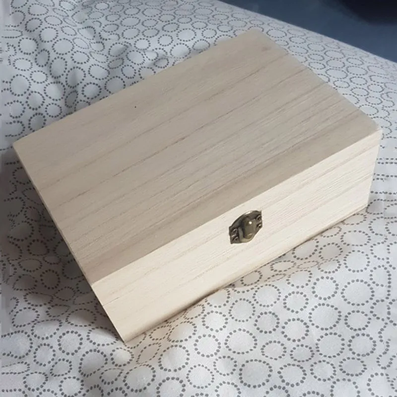 New Home Storage Box Natural Wooden With Lid Golden Lock Postcard Organizer Handmade Craft Jewelry Case Wooden Box Casket Home images - 6