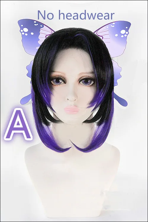 Черно-фиолетовый синтетический парик для косплея шинобу из сериала рассекающий