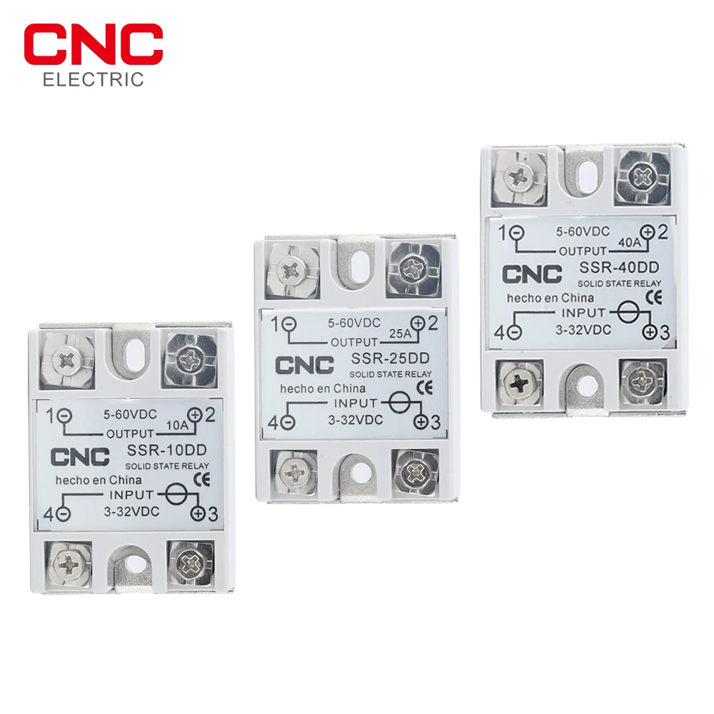 Однофазное твердотельное реле постоянного тока CNC SSR-10DD/25DD/40DD с белым корпусом