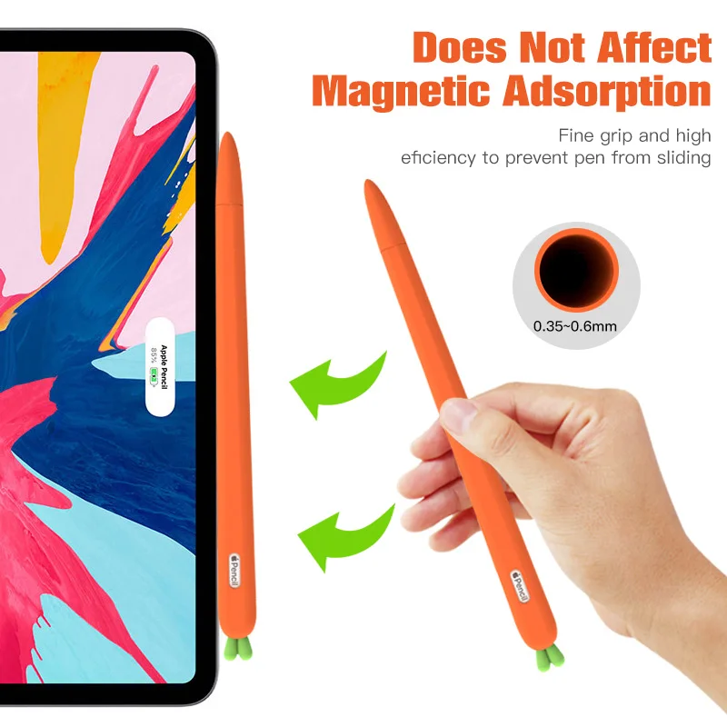 Мягкий чехол для Apple Pencil 1 2 милый мультяшный защитный с изображением моркови