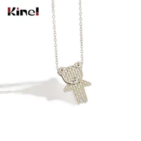 kinel 100 925 sterling silver cute bear animal pendant necklaces for women silver necklace jewelry party gift 2020 new