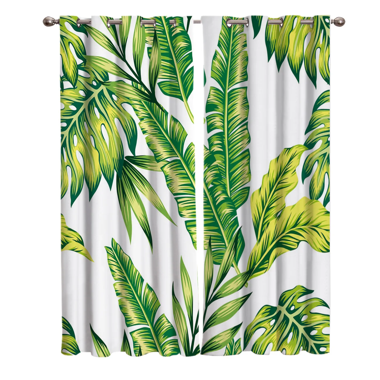 Занавески с банановыми листьями высокие светонепроницаемые зеленые белые s для