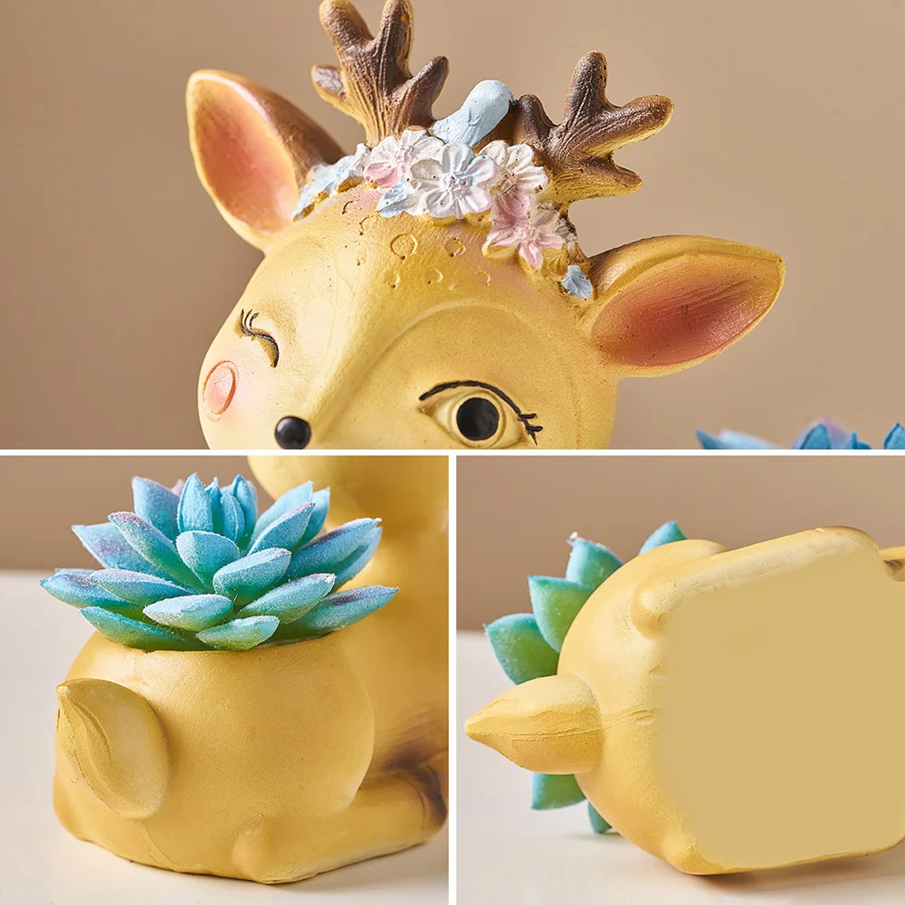 Смола олень украшения Ваза Цветок Олень скульптура ваза для цветов креативное