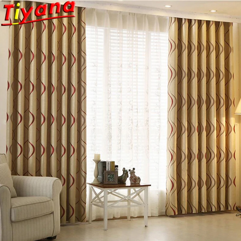 

Luxurious Geometric Wave Curtains for Living Room Modern Semi-Blackout Coffee 8 Shape Window Drapes for Bedroom X-HM581 #VT