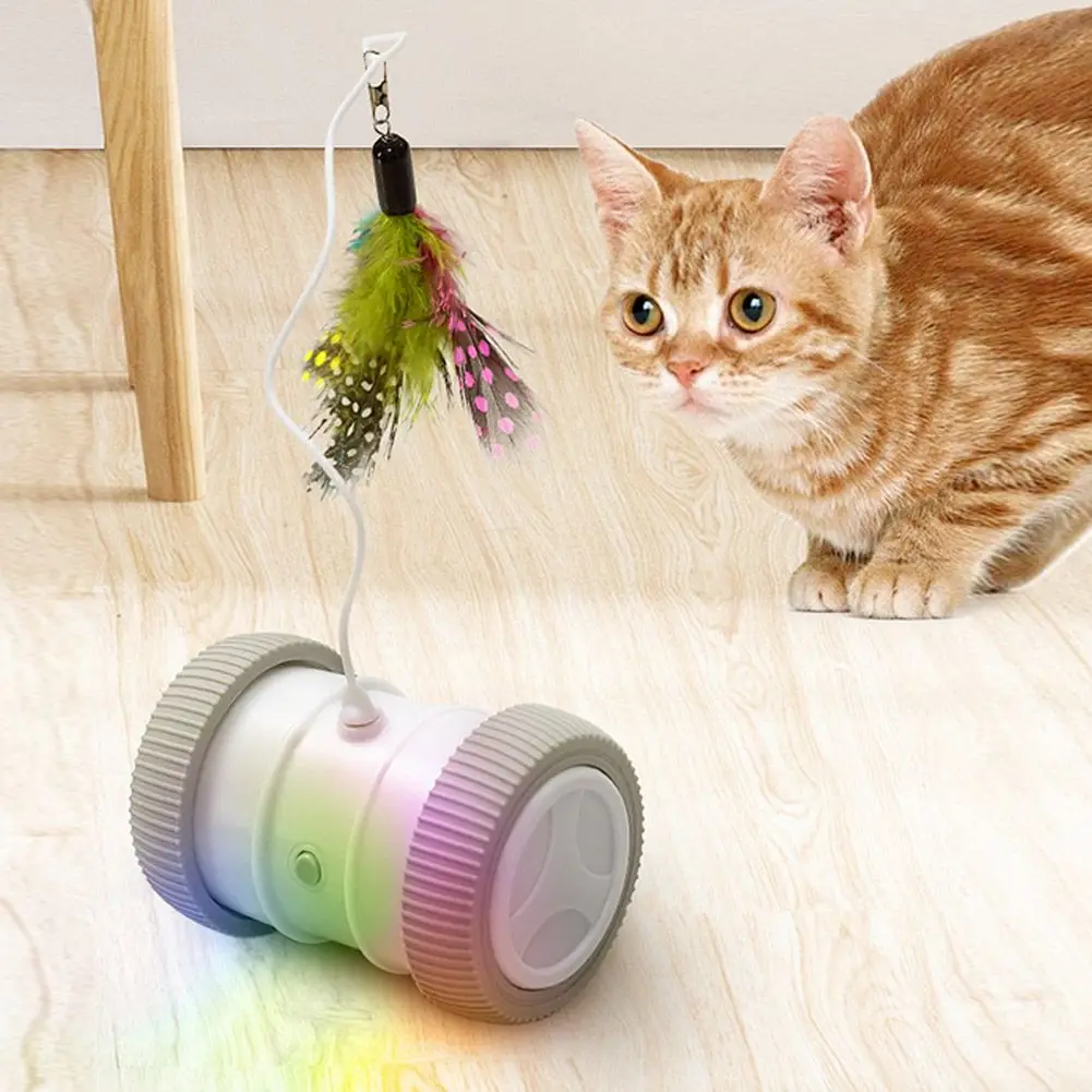 

Automatic Smart Interactive Cat Toy Lrregular Rotating Mode Toy Pet Game Electronic Cat Toy LED Light Feather Toys Kitty Balls