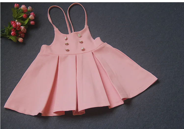 pink dress Милые комплекты одежды для девочек на весну-осень комплект одежды для малышей: футболка с кружевным воротником+ юбка, верхняя одежда для школьниц 2-7 лет - Цвет: pink dress