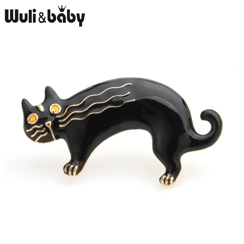 Эмалевые Броши Wuli & baby в виде красного и черного цвета броши кошки для женщин из