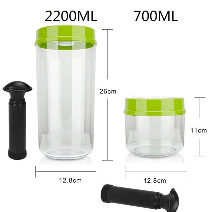 700ML 2200ML LAIMENG 2 вакуумные контейнеры работает с вакуумной упаковочной машиной канистра с насосом пластиковый контейнер с крышкой для хранения продуктов S171 - Цвет: 700ML 2200ML