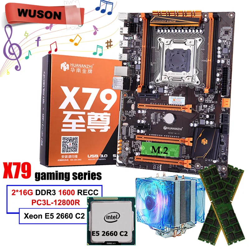 Материнская плата HUANANZHI X79 Deluxe для игр материнская бренда M.2 с NVMe SSD слот ЦП Xeon E5 2660