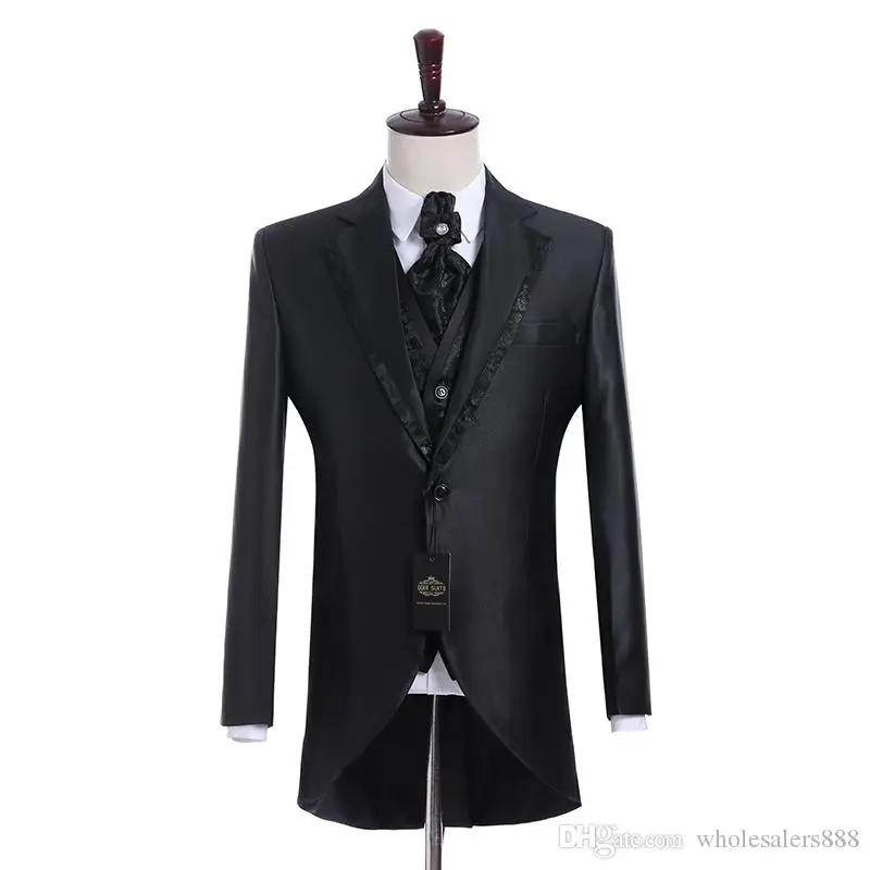 

Real Picture Groomsmen Shiny Groom Tuxedos Notch Lapel Men Suits Side Vent Wedding/Prom Best Man Blazer ( Jacket+Pants+Vest)