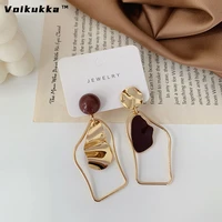 voikukka jewelry accessory retro irregular geometric oil drip drop dangle fashion womenasymmetrical simple earrings for gifts