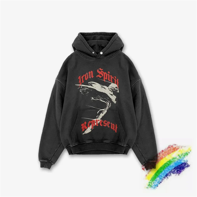 

Vintage Represent 21FW Hoodie Men Women 1:1 Best Quality Angel Print Distressed Hooded Sweatshirt Pullovers