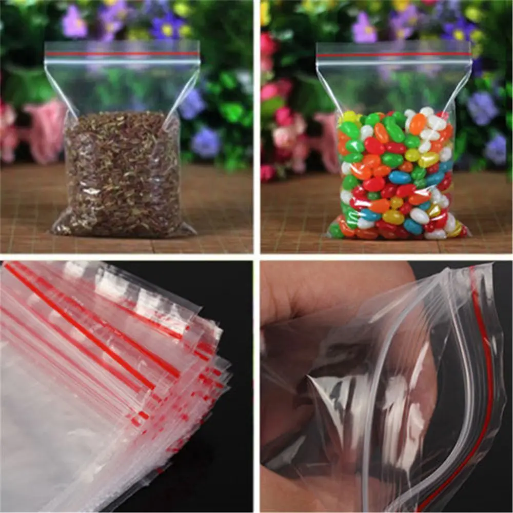 Новый 100 шт. Пластик замка застежка молнии Ziplock мешки Еда фруктов сумки для