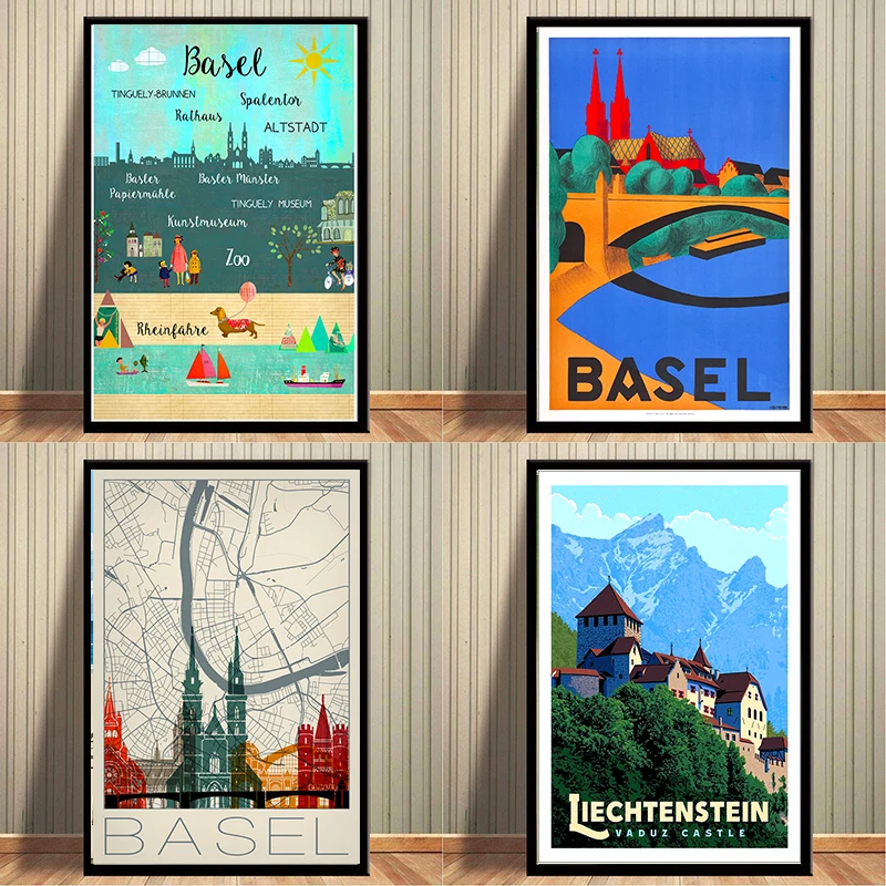 Базельский Лихтенштейн искусственная Картина на холсте винтажная картина