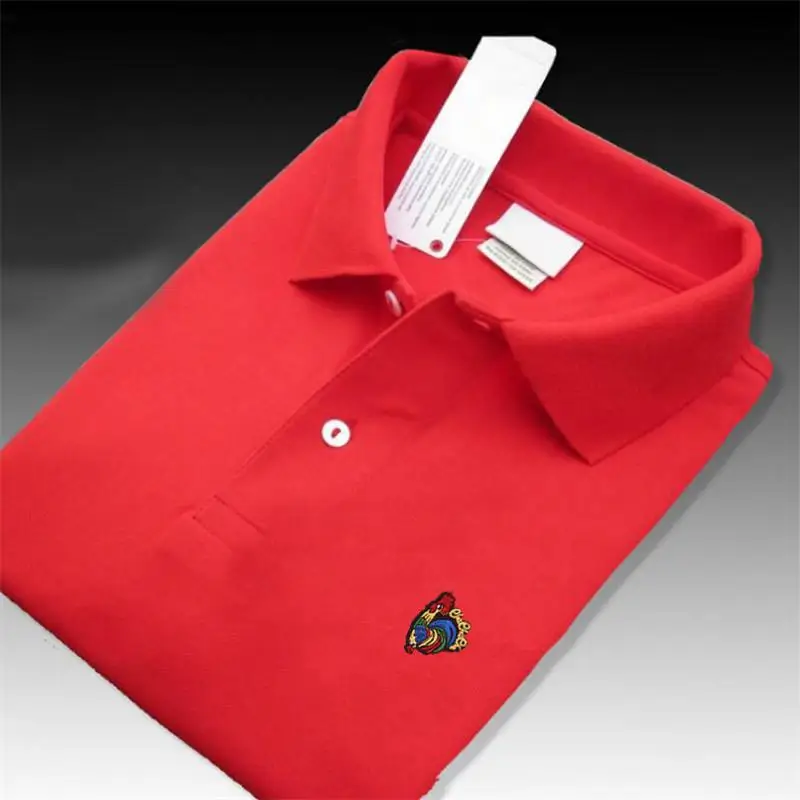 Мужские рубашки поло с коротким рукавом повседневные из 100% хлопка отворотом XS-4XL