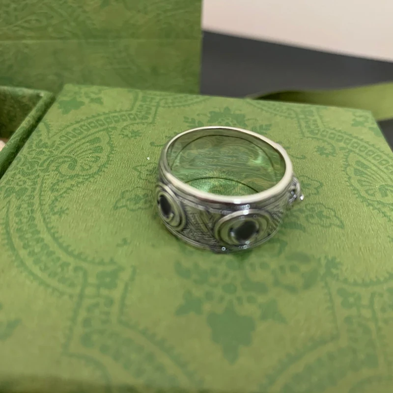 Парные кольца Ag925 из стерлингового серебра в стиле ретро хип-хоп бирюза модные