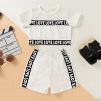 unisex baby kids 2pcs tracksuits running sets sport suit casual breathable net t shirt shorts set for summer exercise sportswear