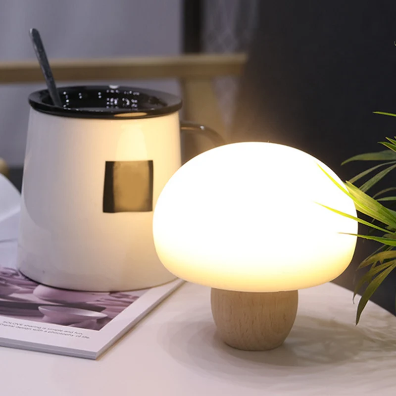 Mini USB Rechargeable Smart Timing Mushroom Night Light Cartoon Design Silicone LED Lamp Warm Table for Bedroom Decor | Лампы и