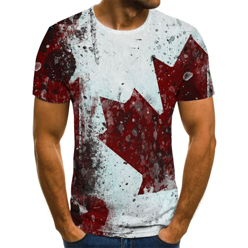 

2021 spring summer New 3D flag printing short-sleeved casual Canadian flag men's and women's clothing 3DT shirts fashion