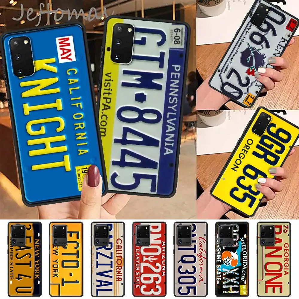 

License New York Plate Number Case For Samsung Galaxy S21 S20 FE S10 S9 Plus Note 20 Ultra 9 8 10 Lite Capa Black Full Cover
