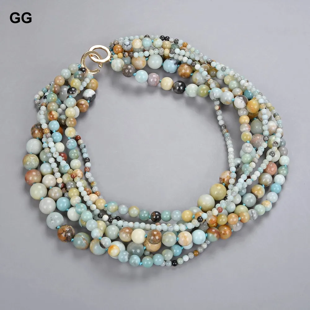 Женское ювелирное изделие GG Jewelry натуральное круглое ожерелье из амазонита 19