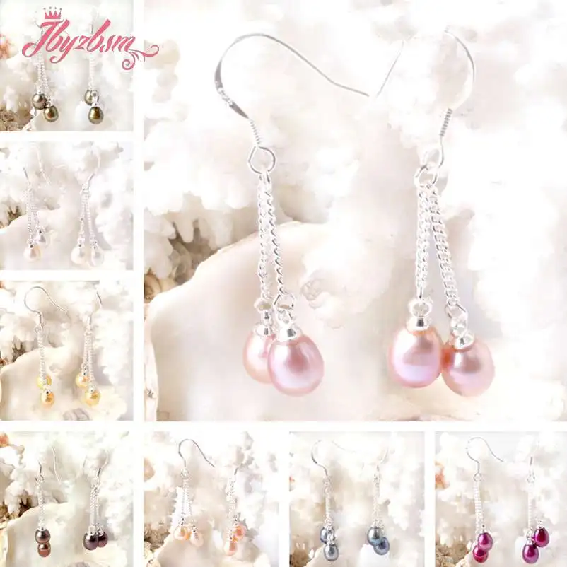 4 6x5 7mm Natural Oval Freshwater Pearl Gem Stone Beads White Tibetan Silver Dangle Hook Earrings 1 Pair Wholesale Free Shipping|hook