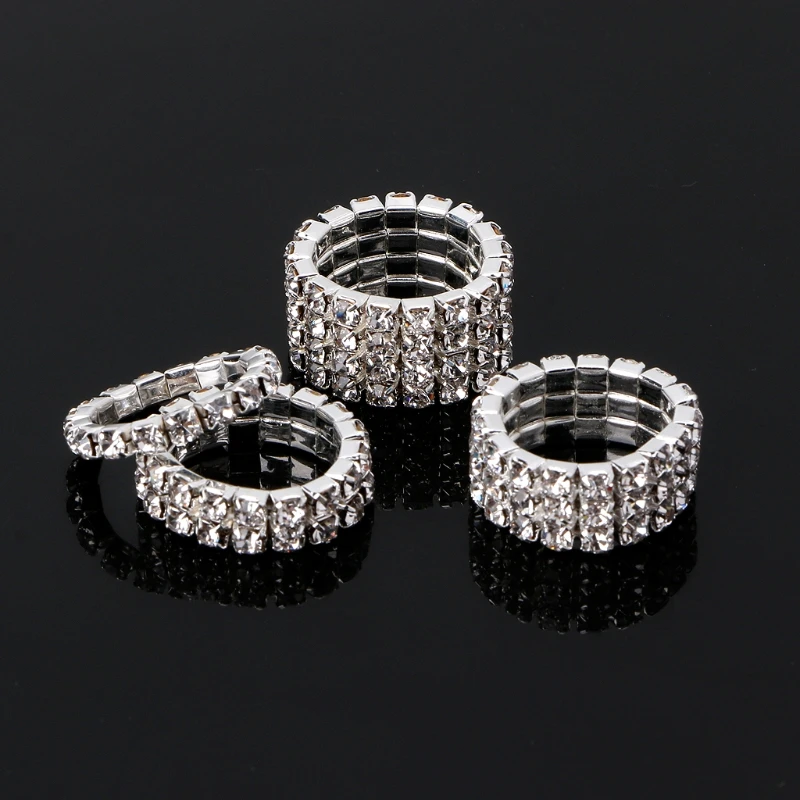 

Elastic Stretch Crystal Inlaid Unique Engagement Wedding Promise Friendship Ring