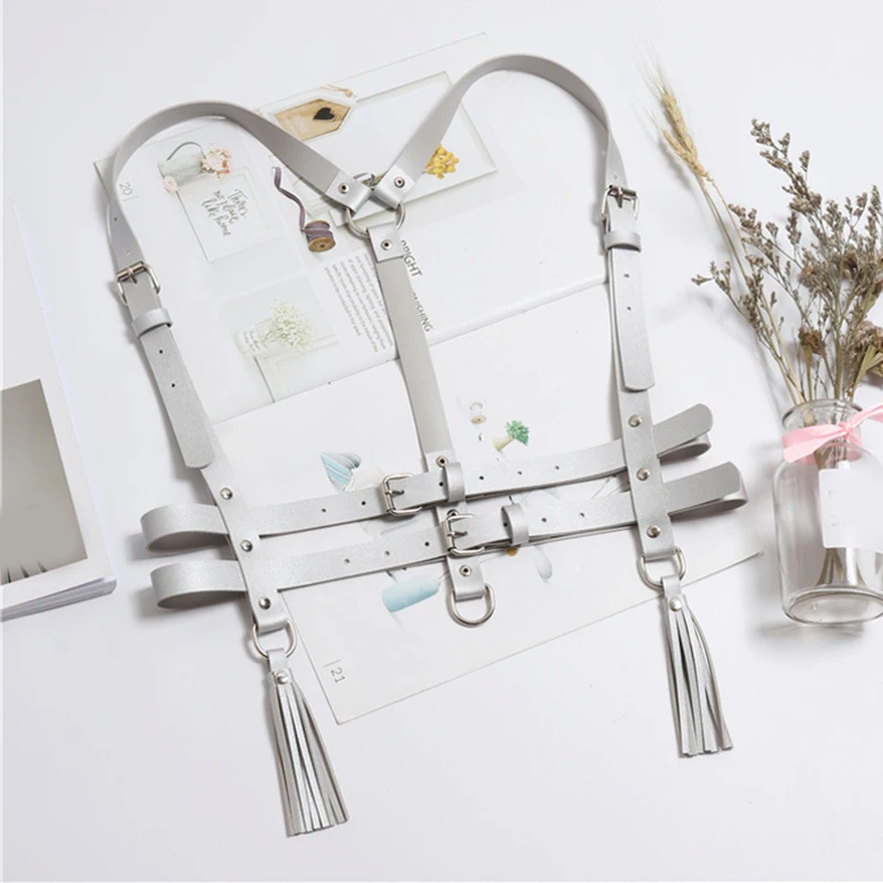 

2021 New Harness Body Bondage Girdle Tassels Decorative Suspenders Straps Sexy Slimming Leather Belt Retro Waist Belt Waist Seal