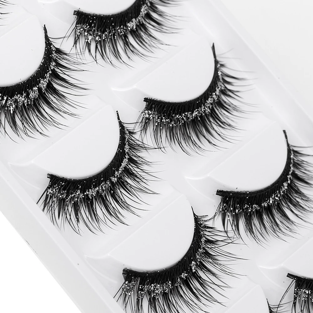 5 пар Длинные Густые блестящие Искусственные ресницы Косметика Инструмент для