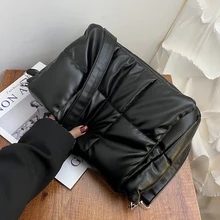 2022 Winter Brand PU Leather Quilted Ladies Padded Crossbody Bags Luxury Big Designer Women Handbags Soft Padded Shoulder Bags