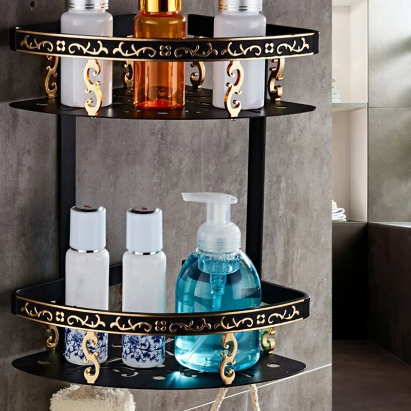 Промо-акция! Полки 2 слоя антикварная металлическая угловая полка для душа