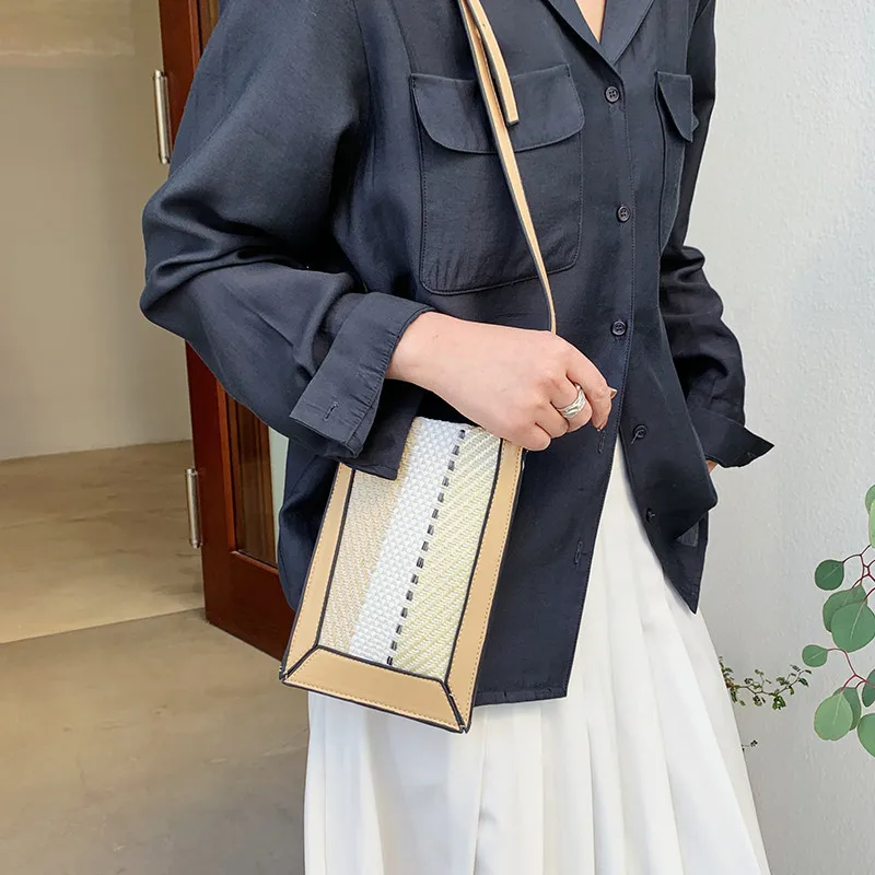 

Новые женские сумки через плечо, летняя Соломенная пляжная сумка, вертикальный женский кошелек, дизайнерская женская плетеная сумка на пле...