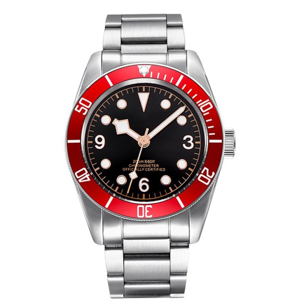 Мужские автоматические механические наручные часы corgтеле 41 мм 316L ss с красной