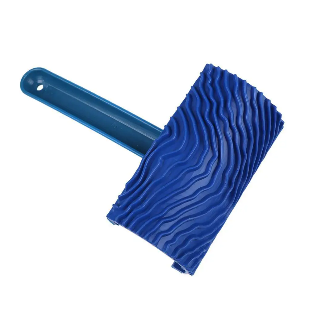 

Синий резиновый валик для краски под дерево DIY инструмент для нанесения краски с ручкой для домашнего использования