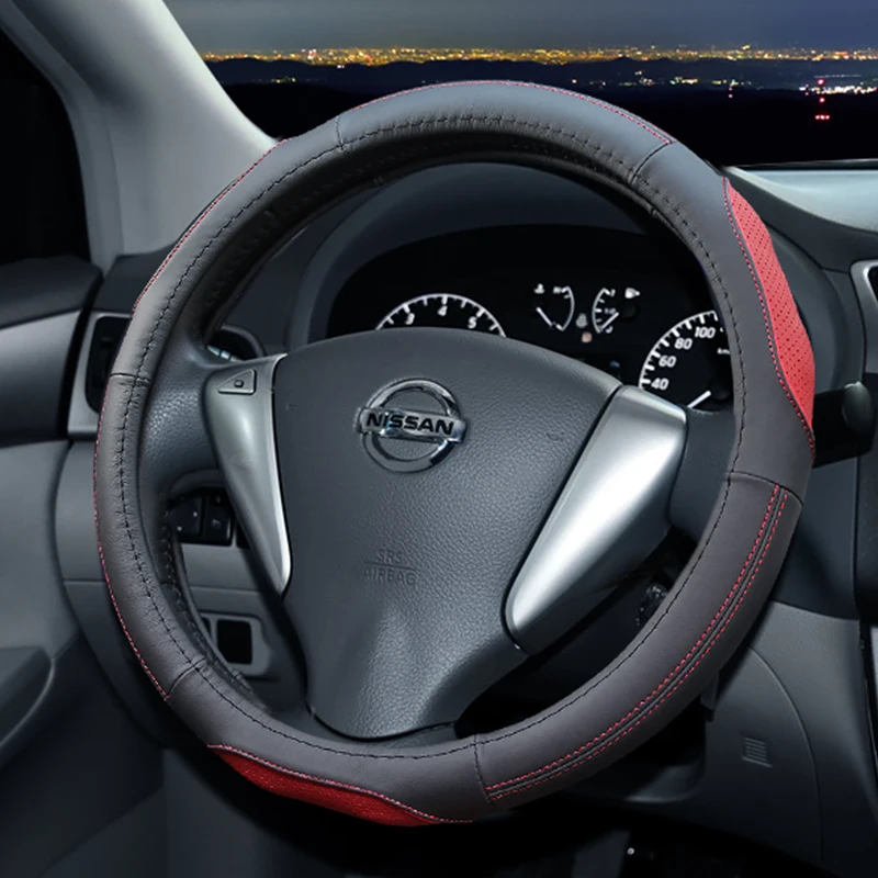 

Suitable for Nissan Sylphy X-TRAIL Teana Qashqai Tiida Murano KIcks Bluebird Road Terra leather steering wheel cover
