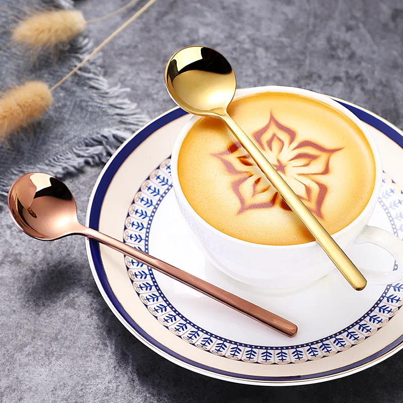 304 кофейная ложка из нержавеющей стали с круглой головкой в Корейском стиле ложки