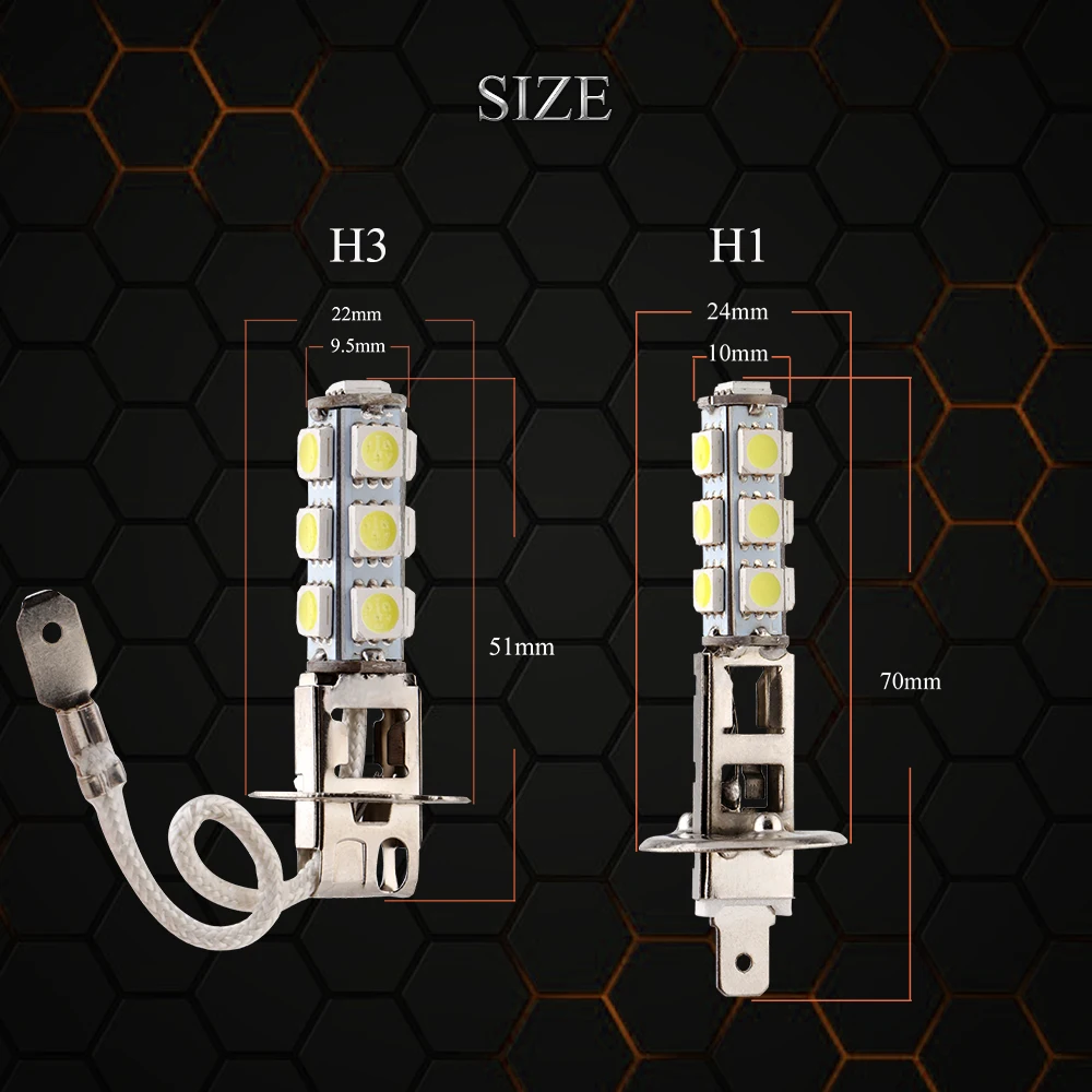 YM E Bright 2 шт./лот H1 H3 5050 13 SMD leds Автомобильные противотуманные фары светодиодные