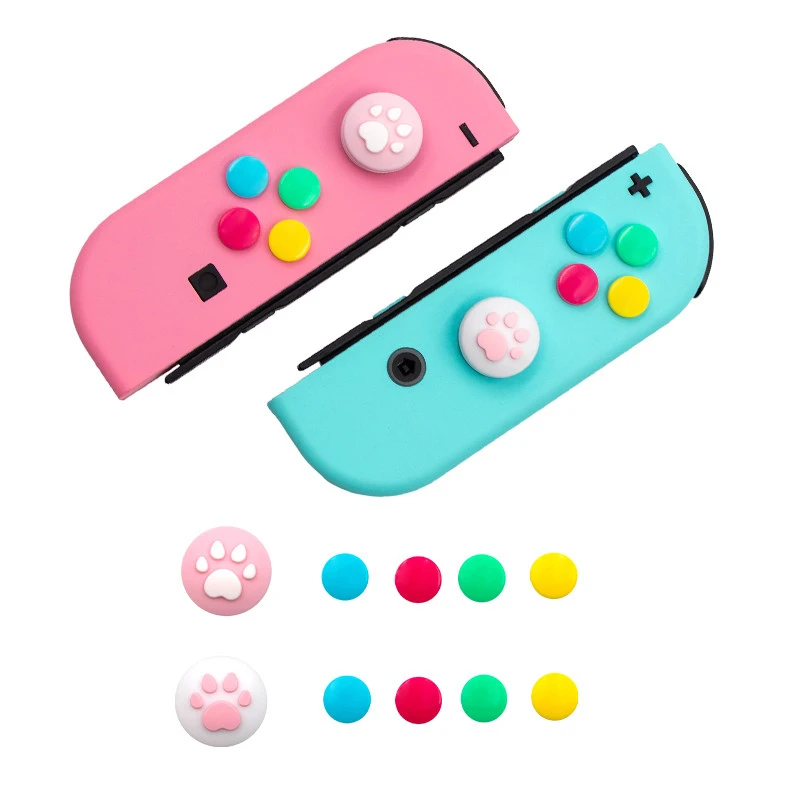 Стикер на чехол с милыми кошачьими лапками для джойстика Nintendo Switch Joy Con кнопкой +
