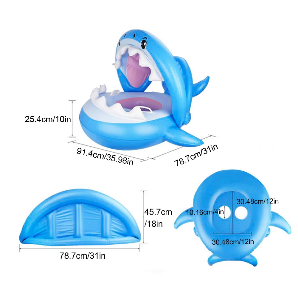

Inflatable Air Pump Swimming Float Cute With Canopy Outdoor Sports Entertainment Ring Summer For Kids Animal PVC Pool Accessory