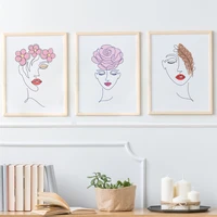 abstract lines women flowers head canvas painting modern minimalist posters and prints nordic wall art pictures home decoration