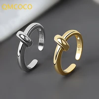 qmcoco 2021 new style silver color ol minimalist geometry ring for woman smooth creative romantic fashion jewelry gifts