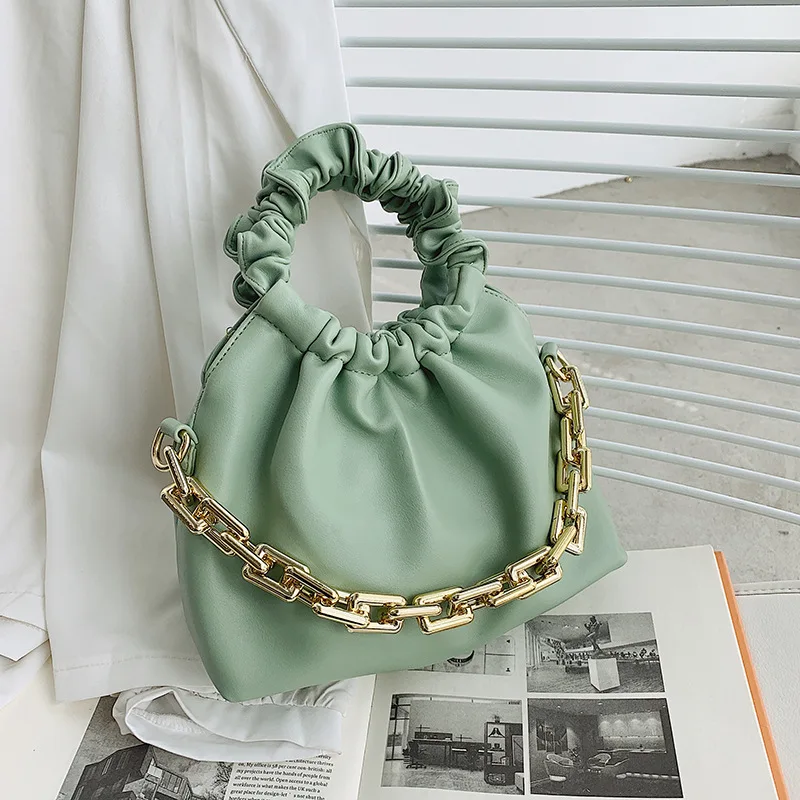 

Bag women's new fashion thick chain fold one shoulder messenger cloud bag