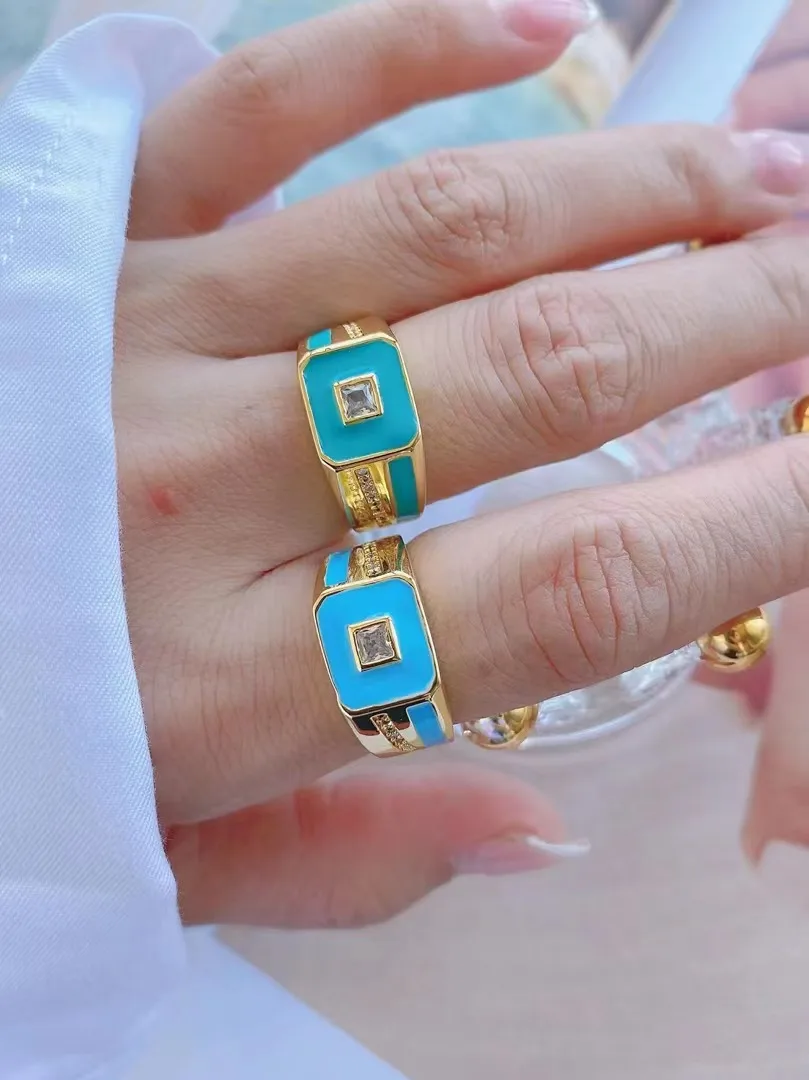 5 шт. 2021 эмалевое открытое регулируемое кольцо на палец яркие разноцветные