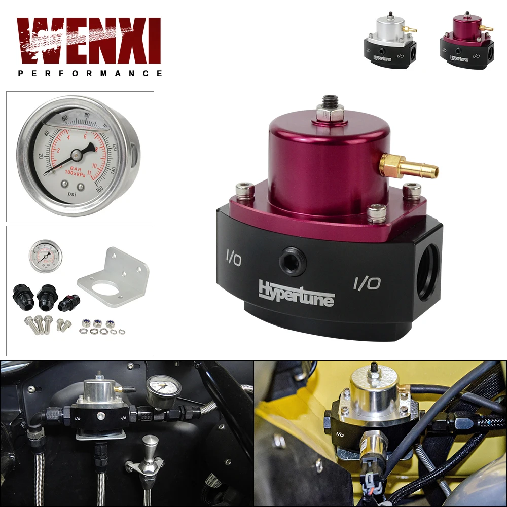 

PQY 12-880 E85 Compatible Return Adjustable Style Billet Aluminum Bypass Fuel Pressure Regulator with AN6*1 AN8*2 Fittings